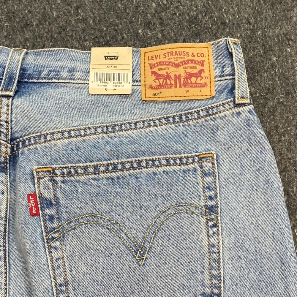 Levi 501 Original Jeans Sz 32 Mens Blue Grunge Distressed Straight Leg Pants